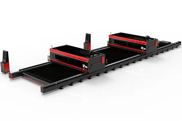 Dual beam large format fiber laser cutting machine H16 right view white back ground