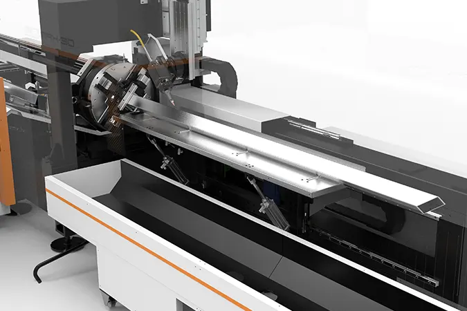 Fully floating supports the metal tube during laser cutting