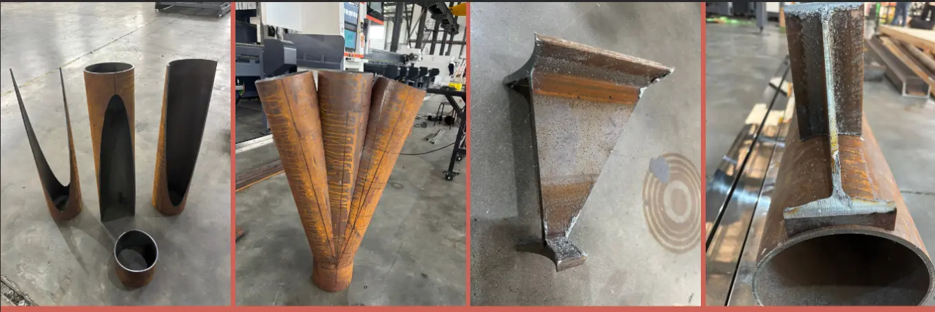 Large tube laser cutting for solar electric bus station structure