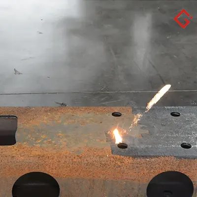 handheld laser cleaning a large rusted tube