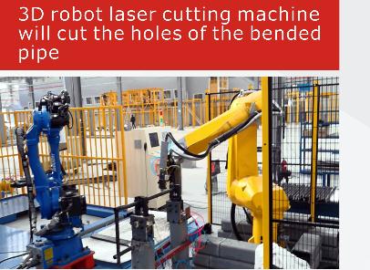 robot laser cutting hole for bended pipe
